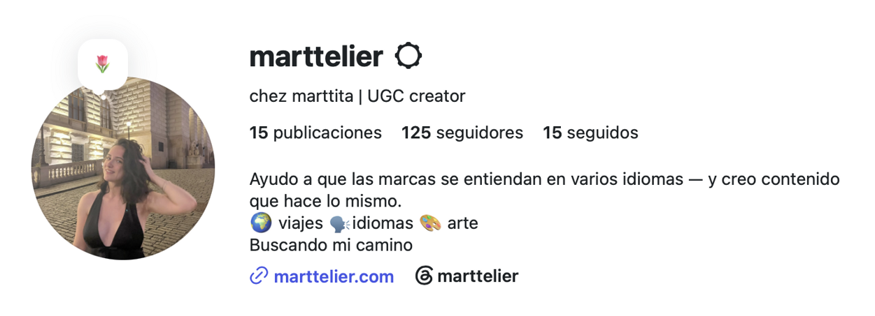 Captura de Instagram de marttelier como muestra de presencia de marca